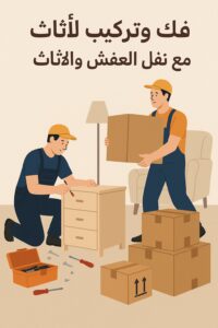 فك وتركيب أثاث بجدة، فنيون متخصصون يقومون بفك سرير.